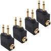 4-Pack Airline Airplane Flight Adapters for Headphones, Golden Plated 3.5mm Jack