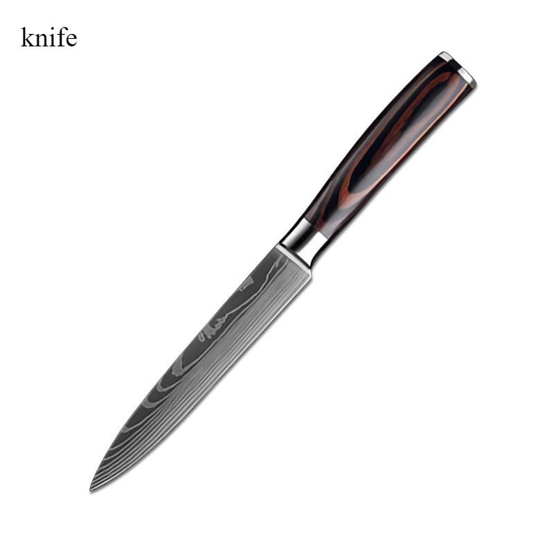 Sharp Stainless Steel Damascus Professional Chef Knife Fruit Knife Color Wood Handle Cutting Knife Meat Knife Combination