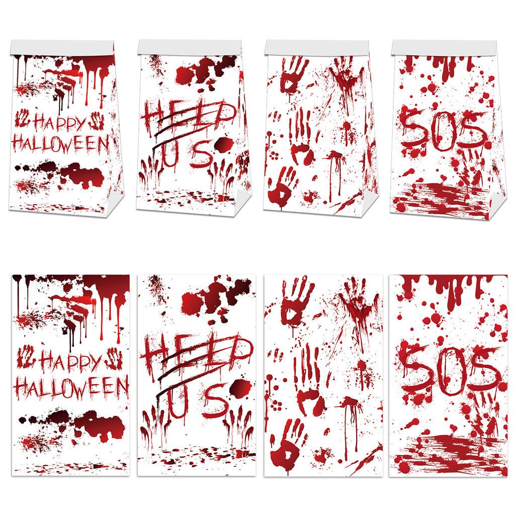 Horror Themed Halloween Blood Hand Pattern Party Candy Snack Packaging Bag Paper