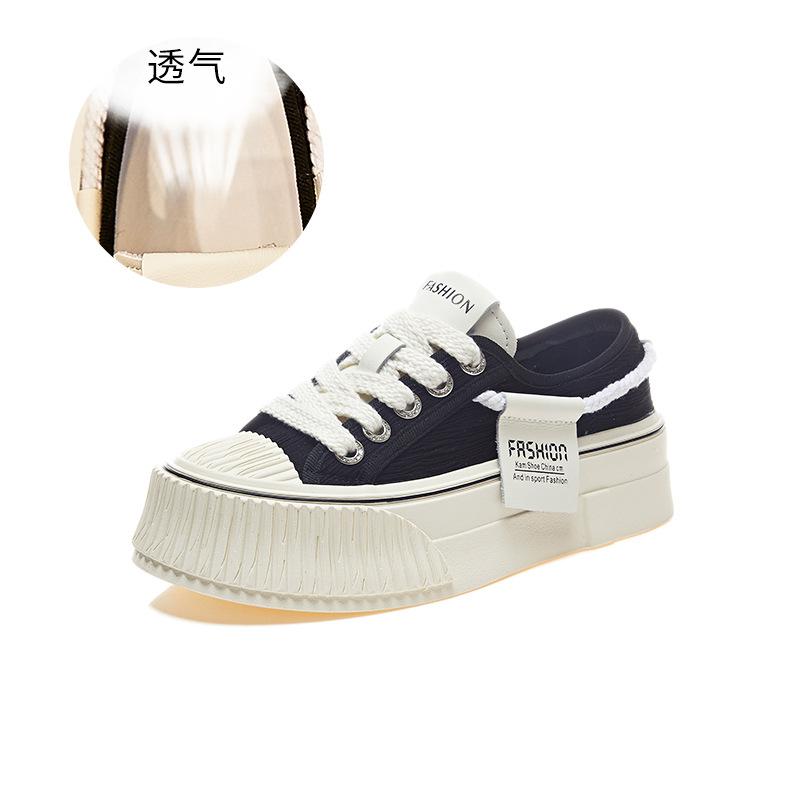 

Кожаные белые туфли женские 2025 весна новые универсальные туфли детские повседневные туфли на толстой подошве женские туфли с плиссировкой женские 35 чёрный