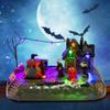 Village d'Halloween Chaudière de Sorcière Figurine à Bulles avec Maison Illuminée Ville Sinistre Accessoires de Décoration Intérieure pour Présentation de Fête