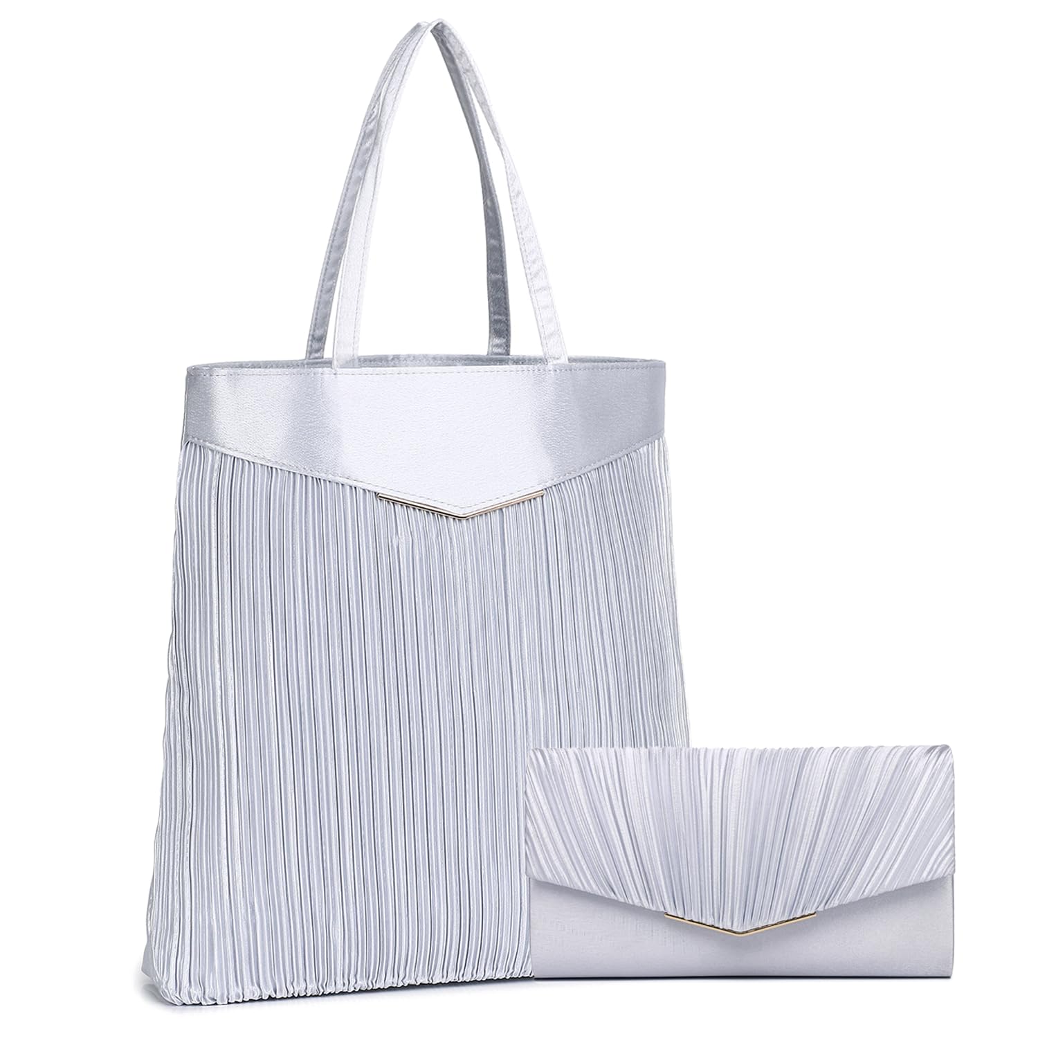

Wedding Clutch Party Large Formal Sub Ceremonial Satin Pleats [SHIMMER] Women s Bag, Bag, Bag, Women s 2-Pack Bag, Bag, Bag, Wedding, Occasions,