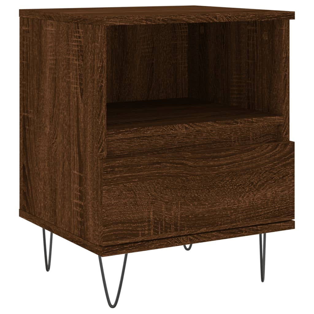 Nightstand Brown Oak Effect 40 X 35 X 50 Cm Engineered Wood