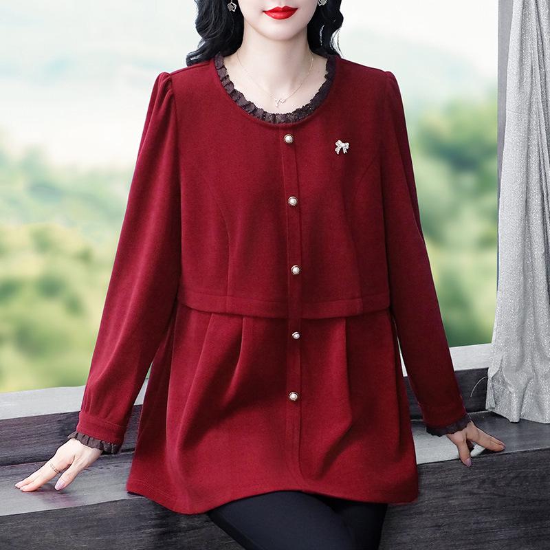 

Женская вельветовая рубашка большого размера: А-силуэт, с длинными рукавами, универсальное для осени и зимы. Идеально для мам среднего возраста и размера плюс. XL for 120-140 lbs