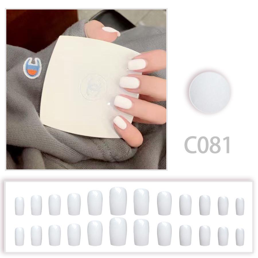White Matte Medium Square Nail Art Stickers - High-End Wearable Nails