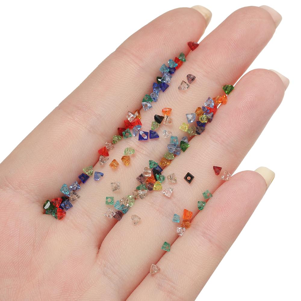 100Pcs/Lot Mixed Glass Triangle Shape Beads Charm Loose Bead for DIY Bracelet Necklace Earring Jewelry Making Accessories