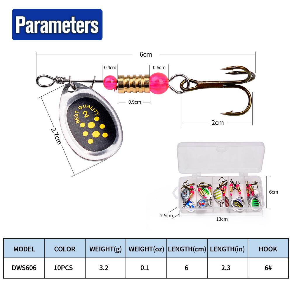Rotating Glitter Lure Composite Glitter Set 3.5g Biomimetic False Bait Metal Glitter Set Fishing Gear Accessories