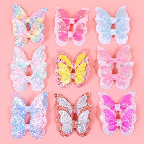 Girl Hairpin Three-Dimensional Butterfly Shape Glitter Sequins Decor Hair Clip Damage-Free Side Bangs Party Hair Accessory