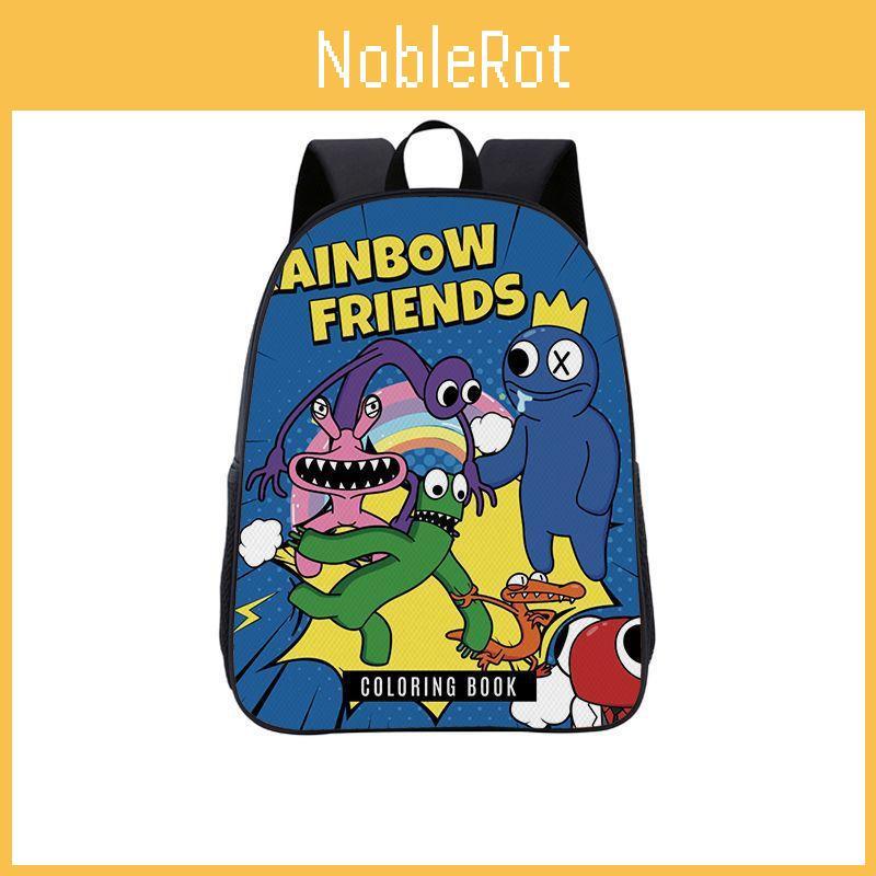 Color Rainbow Friends Anime Cartoon Print School Backpack For Boys And Girls