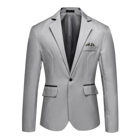 Pánský oblekový kabát jaro podzim klopa sako s dlouhým rukávem a kapsami s klopou společenské šaty na jeden knoflík svrchní oblečení