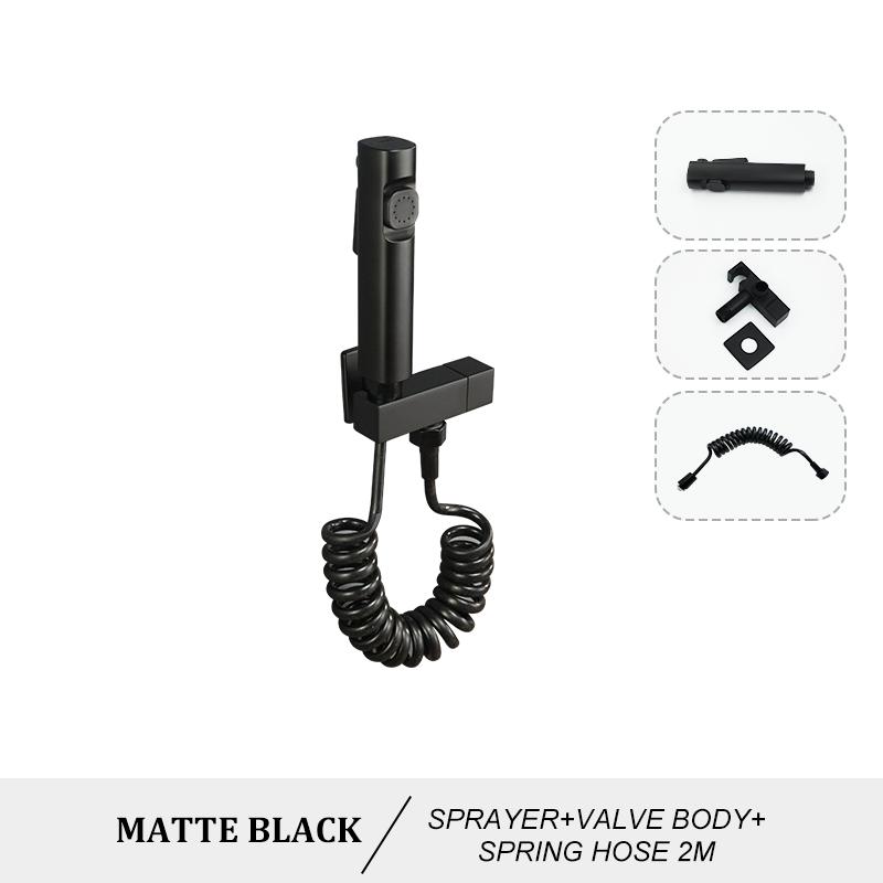 Black Toilet Bidet Nozzle Set Nozzle Gun Shower Handheld Bidet Faucet Portable Toilet Bidet Sprayer Household Hose Self-Cleaning
