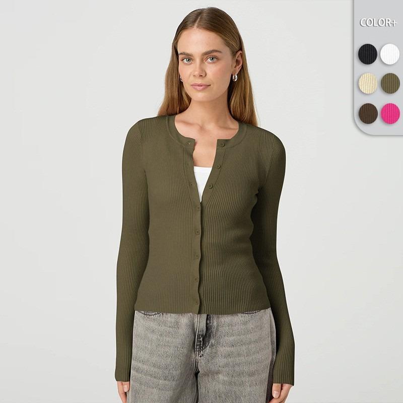 Y2k Mode Damen S Schlanke Passform Langarm Strickjacke Mit Knöpfen