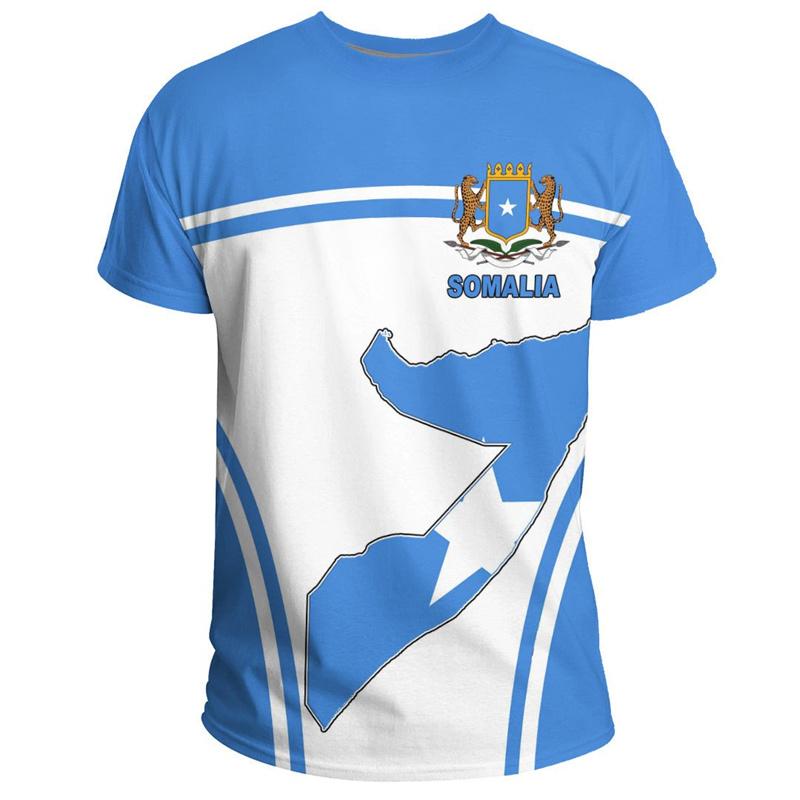 Summer African Somalia T Shirt For Men 3D Printed Coat Of Arms T-shirt Leisure Crew Neck Short Sleeves Tops Oversized Tee Shirts