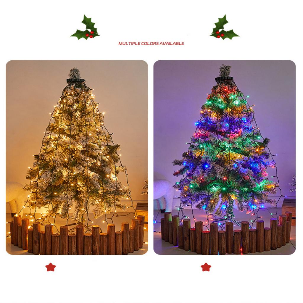 Led Christmas Tree Lights, Circular Tree Top Lights, Low-Voltage Five-Pointed Star Hanging Tree And Flowing Water Lights