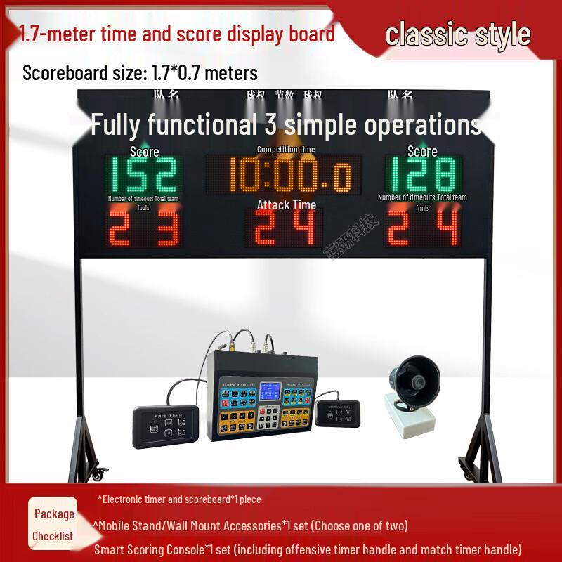 Basketball Electronic Scoreboard with 24-Second Shot Clock