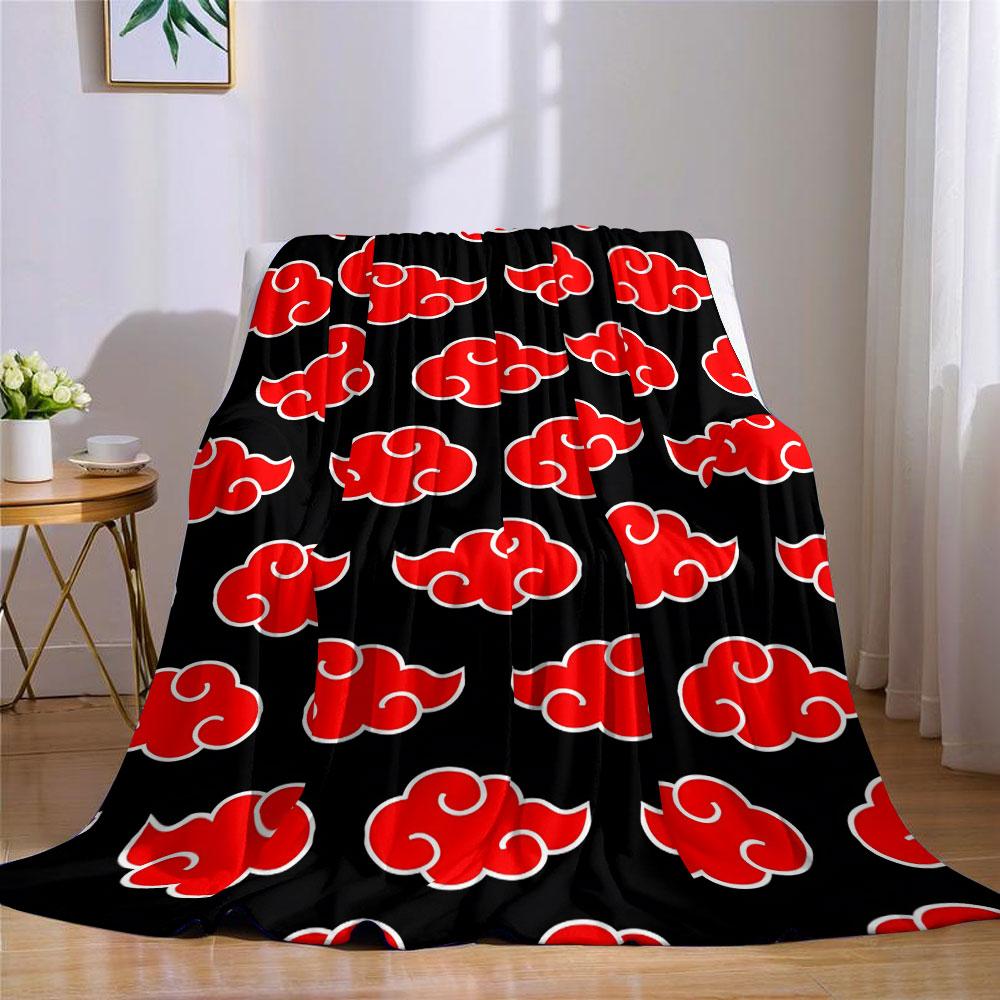Anime Red Cloud Ditsy Flannel Blanket Warm Soft Halloween Christmas Couch Warm Cozy Decorative Decor Gift for All Season