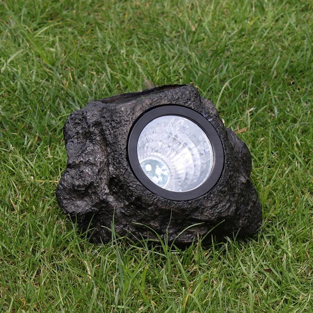 1pc Solar Powered Warm/Cold White Stone Landscape Light Waterproof Outdoor Garden Light for Garden Lawn Pathway Patio Tree Decor