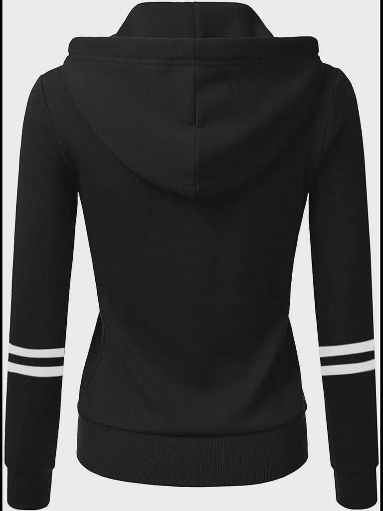 Damen-Strickjacke aus Baumwollfleece mit Kapuze und Reißverschluss für Herbst und Winter