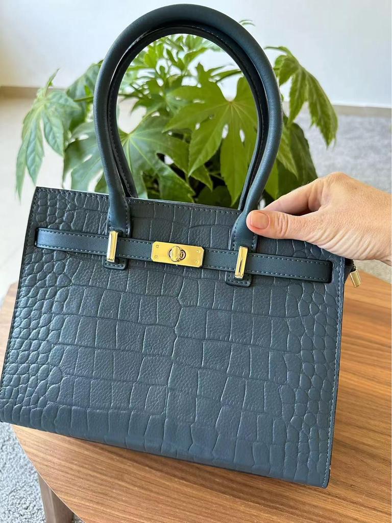 Leopard Print Genuine Leather Women's One-Shoulder Black Handbag 2025 