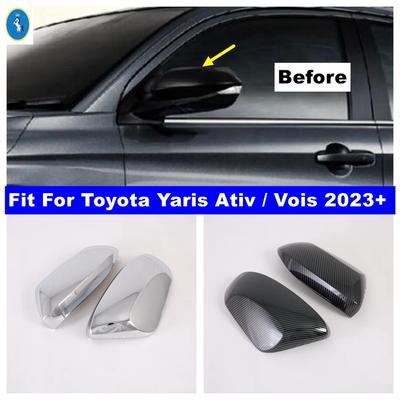 Outer Side Door Rearview Mirror Cover Trim Shiny / Carbon Fiber Car Exterior Accessories For Toyota Yaris Ativ / Vois 2024