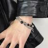 Retro Black Cracking Beads Bracelet for Men Women Stainless Steel Double Layered Chain Fashion Hip-pop Jewelry Hand bracelet
