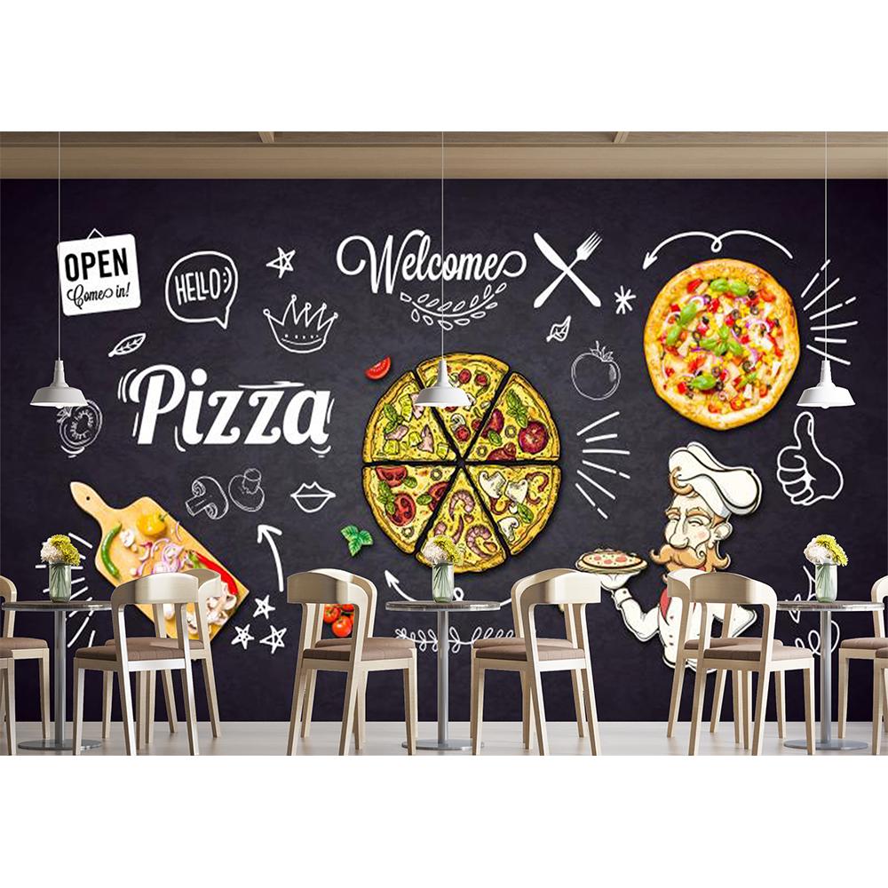 Fototapeta Muralowa Pizza Sklep z Pizzą Tablica Kredowa Tło Mural Ścienny Restauracja Duża Tapeta z Pizzą