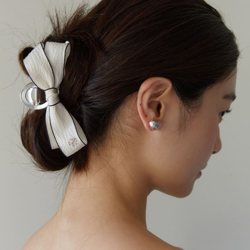 

TATIANA Double Border Ribbon Hair Claw Clip HB2233 IVORY_Gold