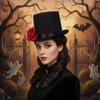 Artificial Rose Gothic Top Hat Classic Black Halloween Cosplay Headpiece Stage Performance