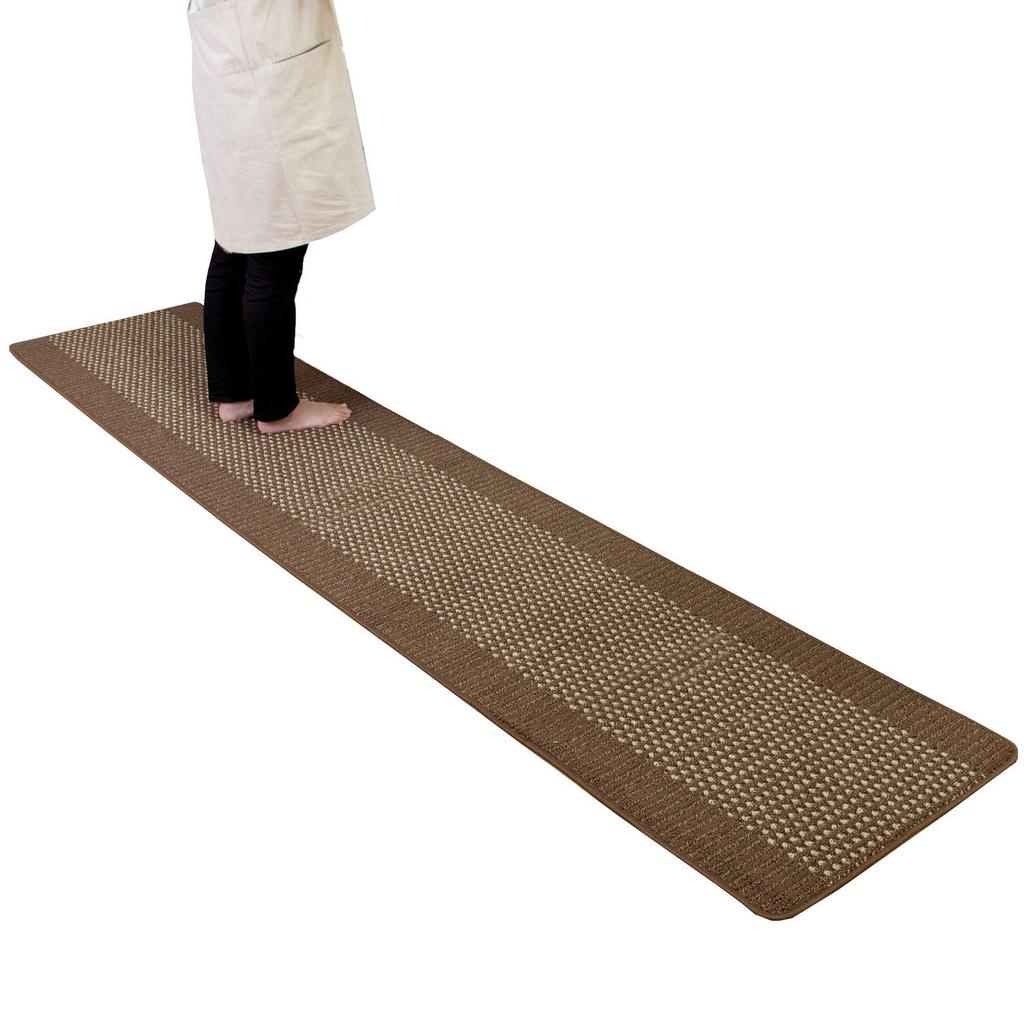 OKA Yutosei Kitchen 60cm x Brown Easy-to-Wash Mat, Approx. 300cm, (Washable, Lightweight, Non-Slip, Cushioned)