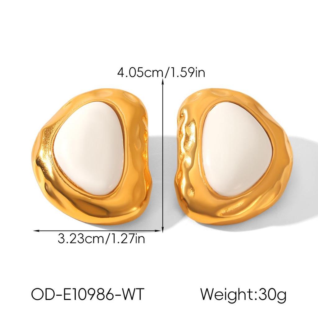 Retro Edelstahl 18k Gold Ohrringe: Nicht verblassende Titan-Ohrstecker, INS-Stil Leichter Luxusschmuck für Frauen