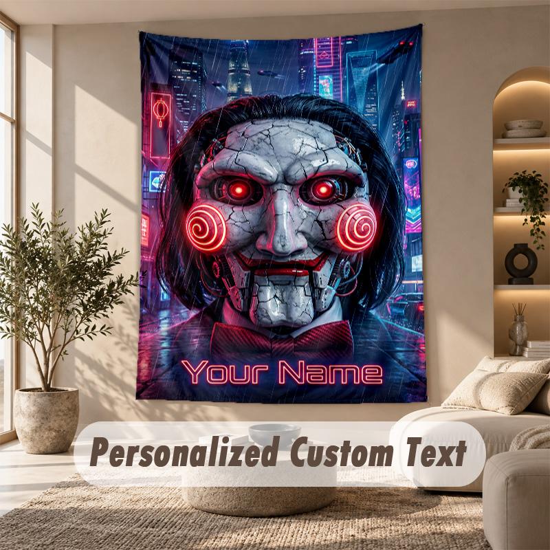 Tapestry Custom Name Text, Wall Hanging Tapestry Home Room DecorSaw Billy the Puppet