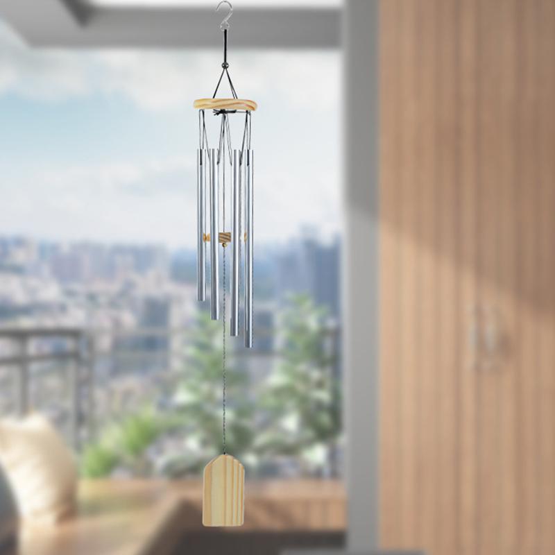 Classic 26 Inch Aluminum Pipe Wind Chimes With Wooden Hanging Tag Farmhouses Terraces Gardens Balcony Corridor Decoration
