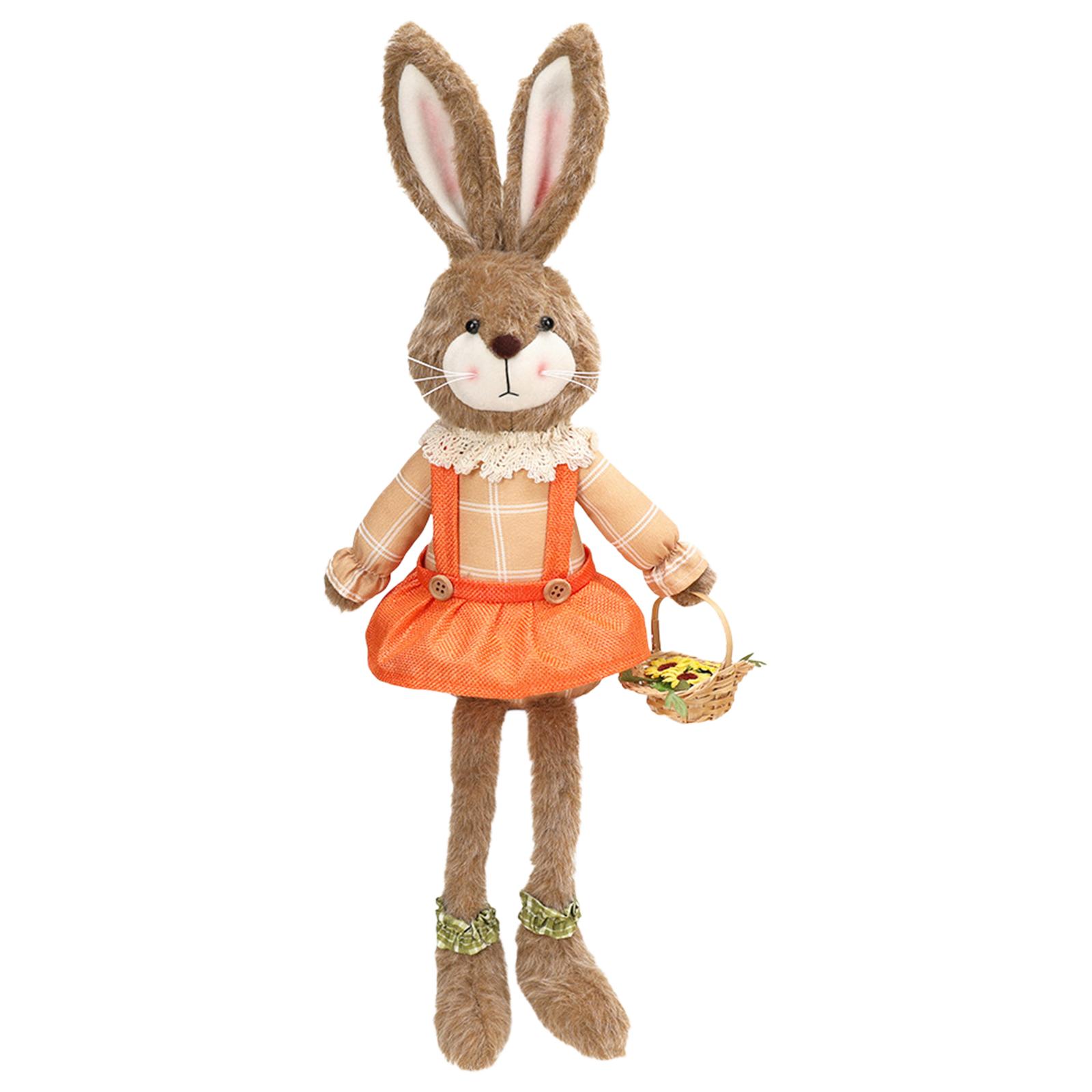

Plush Fabric Rabbit Ornament Table Centerpiece Decorations Cute Bunny Stuffed Animal for Home Spring Tabletop Holiday Room Decor оранжевый