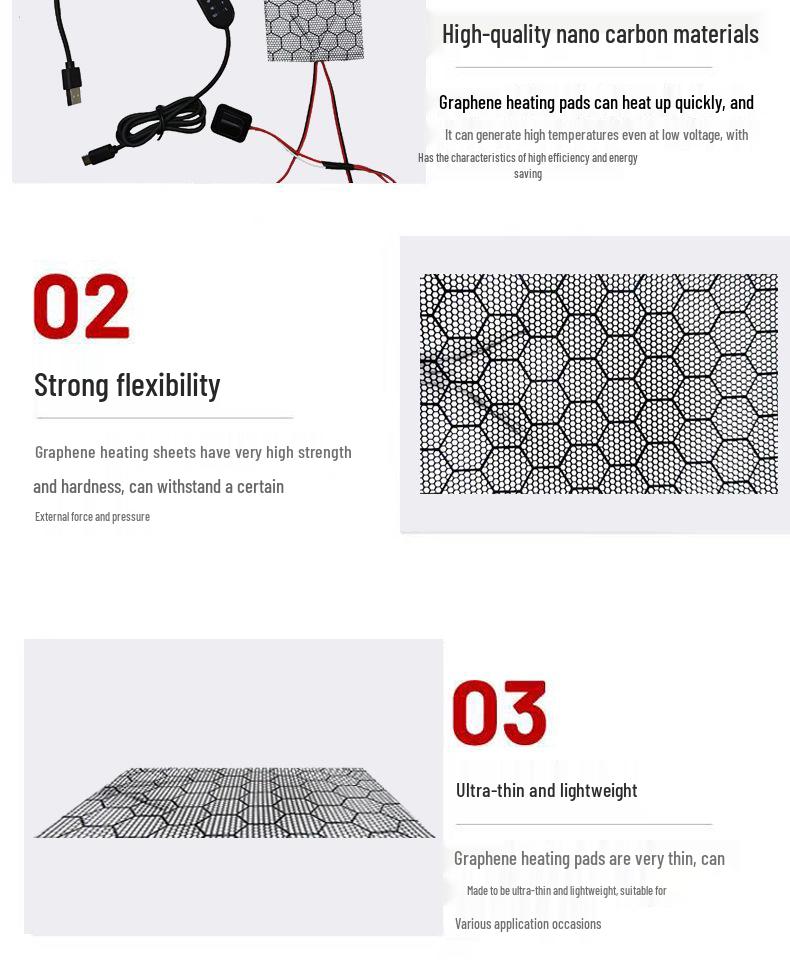 USB Graphene Pet Heating Pad, Adjustable & Washable