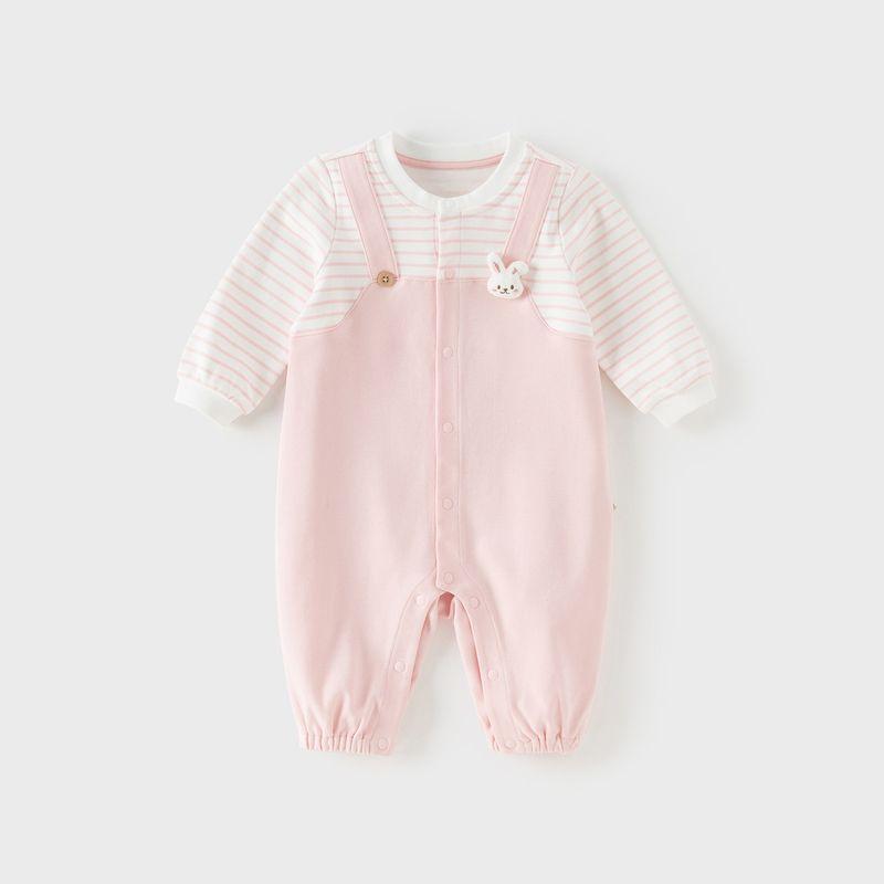 David Bella Newborn Baby Knitted Romper Spring Outfit for Girls, Antibacterial and Anti-Mite Pure Cotton Class a Jumpsuit Light pink 80((Recommended Height 73-80cm))