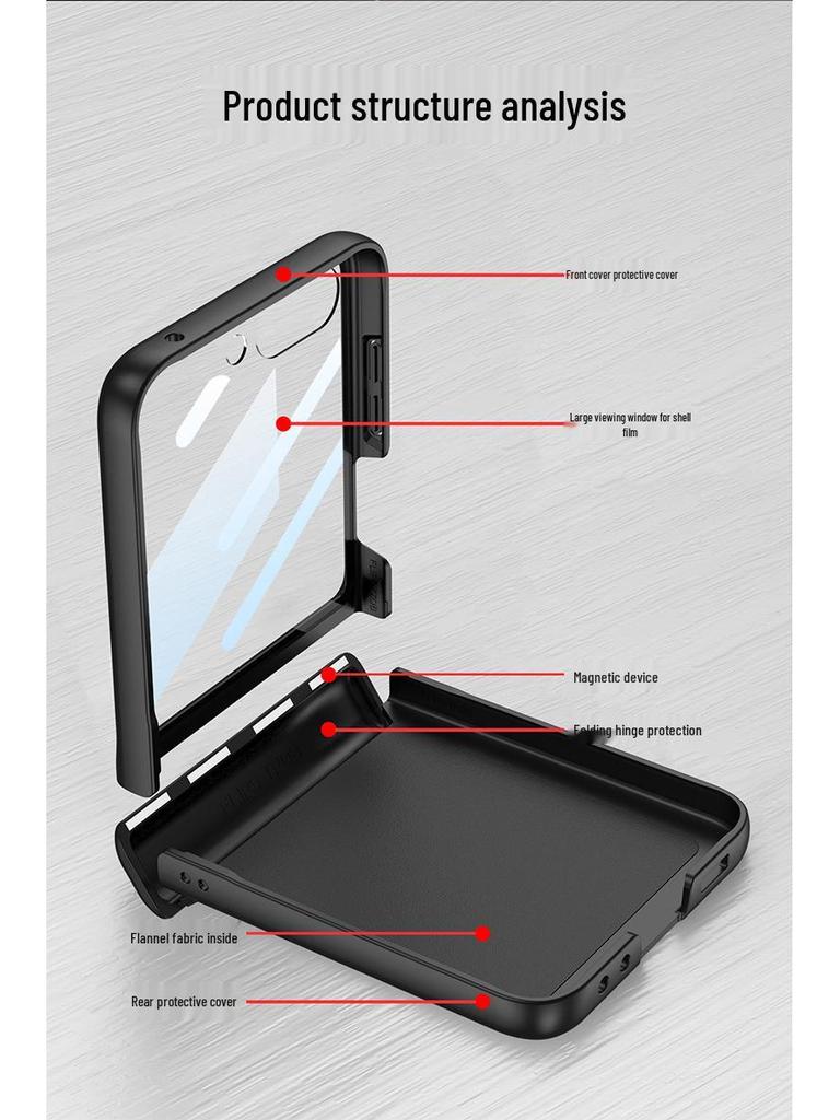 Samsung Z Flip 6 Foldable Screen Case with Large Window, Ultra-Thin Magnetic Buckle, Elegant Design.