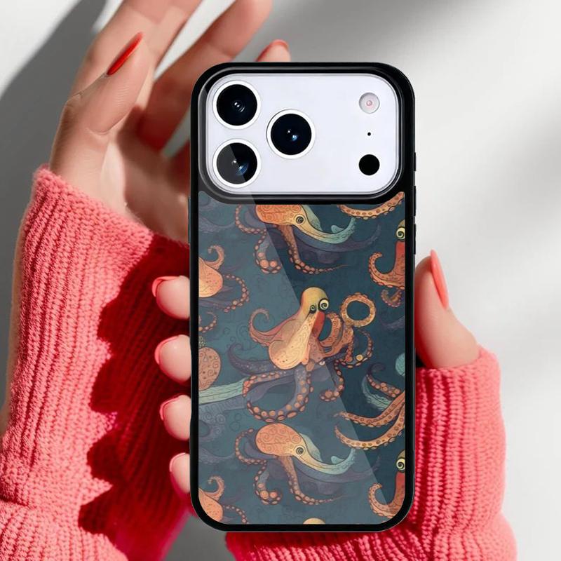 Marine Life Ocean Octopus Phone Case for iPhone 17 16 15 14 13 Pro Max Back Cover for 12 11 Pro Coque