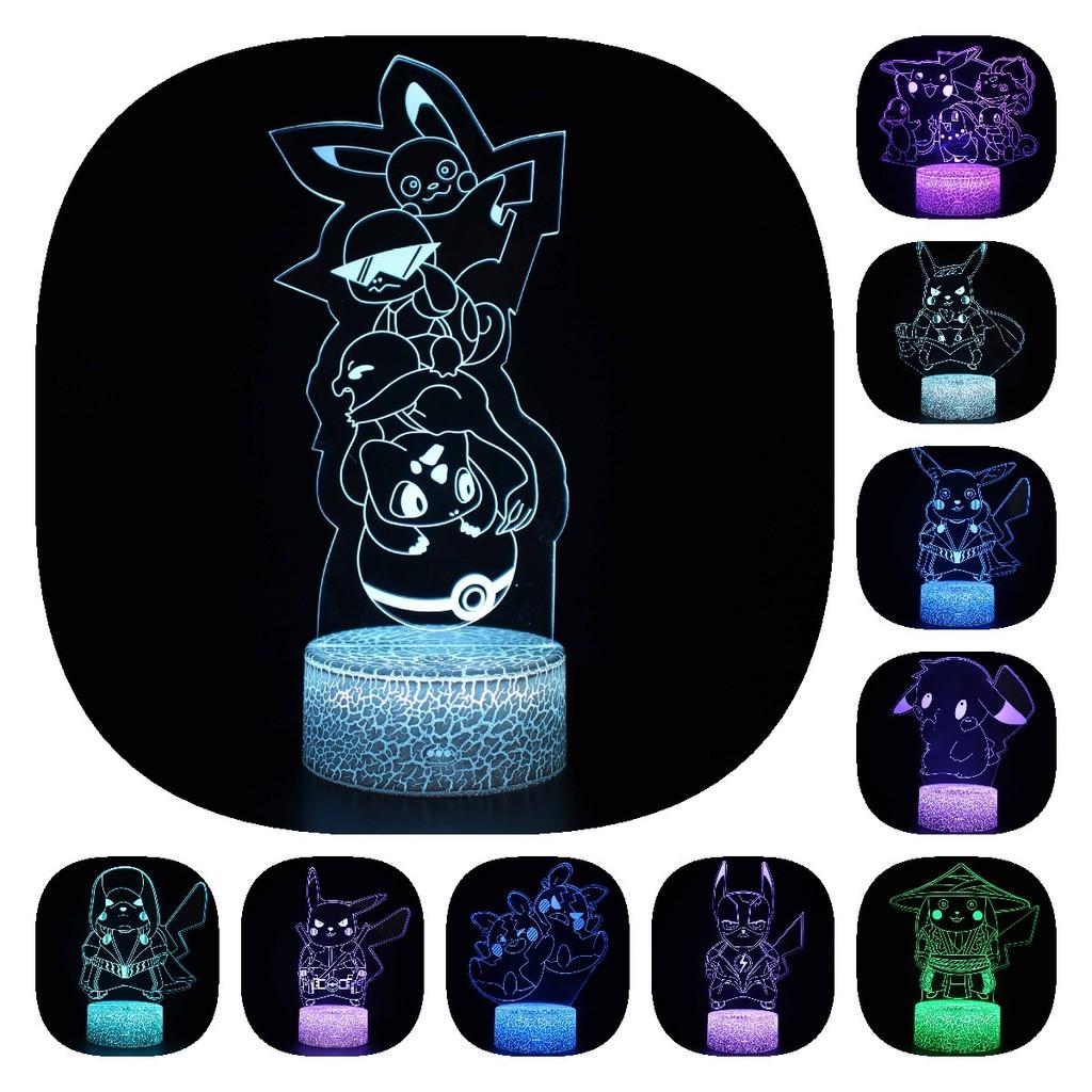 Pikachu Led Night Light 3d Illusion Lamp Bedside Kids Gifts Bedroom