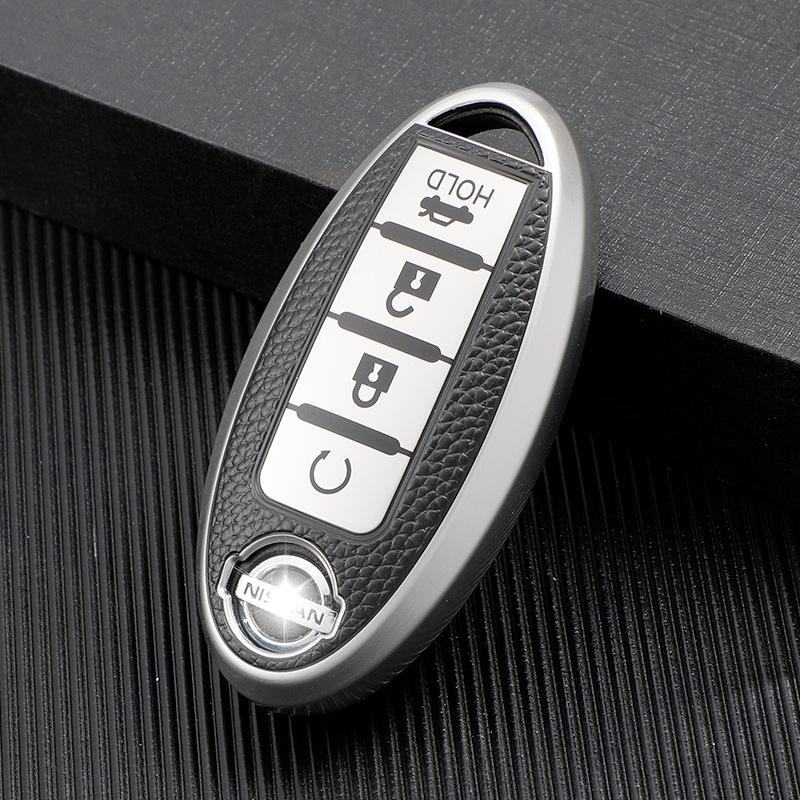 Leather Pattern Key Bag Is Suitable for 13-20 Nissan Teana Key Sets, and Nissan 12 Duke Car High-end Cases.