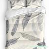 Tier Fliegender Vogel Graue Feder Retro Stil 3-teiliges Bettwäscheset für Doppelbett Heimtextil Bettbezug Steppdeckenbezug Kissenbezug