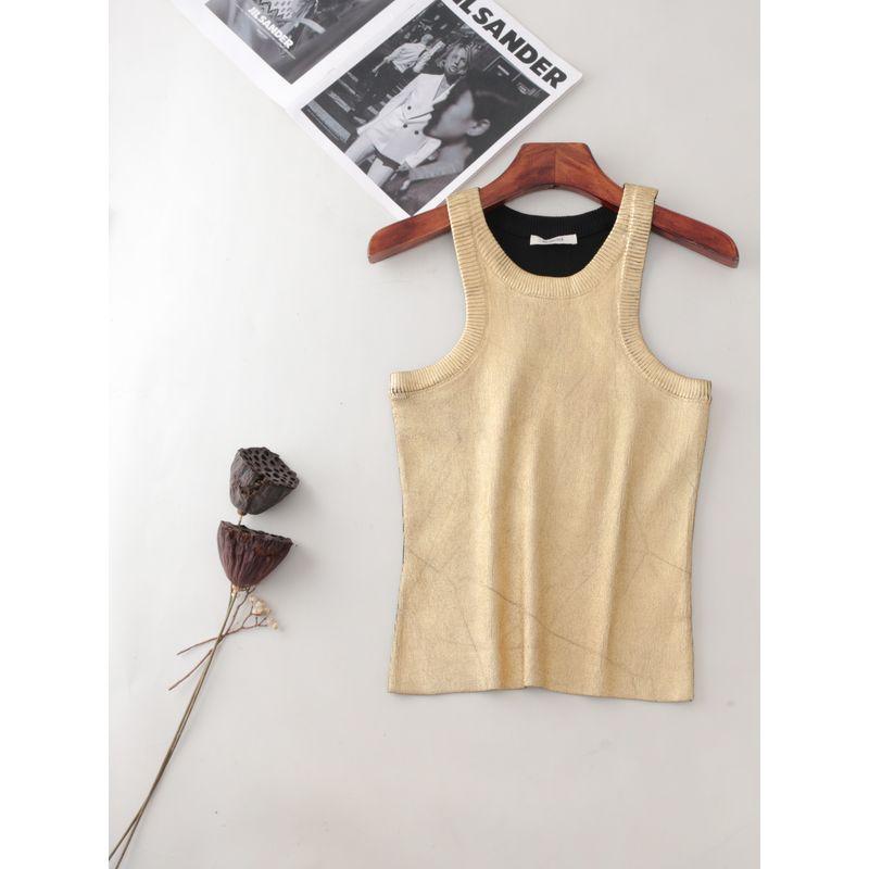 Export Heavy Industry Paint Stylish I-Shaped Halter Vest Female Outer Wear Inner Wear Style Western Style off-the-Shoulder Sleeveless Tops