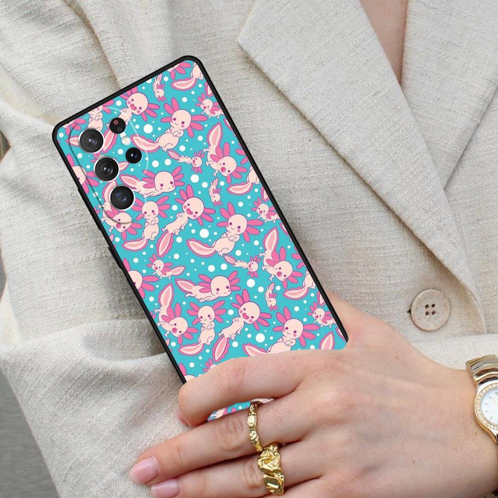 kawaii axolotl pattern Cell Phone Case for Samsung Galaxy S26 Ultra S25 S24 S23 S22 S21 S20 Note10 Cover