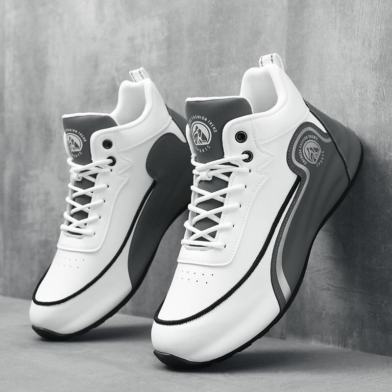 Hochwertige modische Herrenschuhe für Teenager Plattform-Sneaker Koreanische Version Mid-Top Leder Laufschuh Tenis Masculino