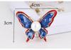 High-Grade Gold-Plated Red-Blue Drip Oil 3D Butterfly Lapel Pin Accessory.