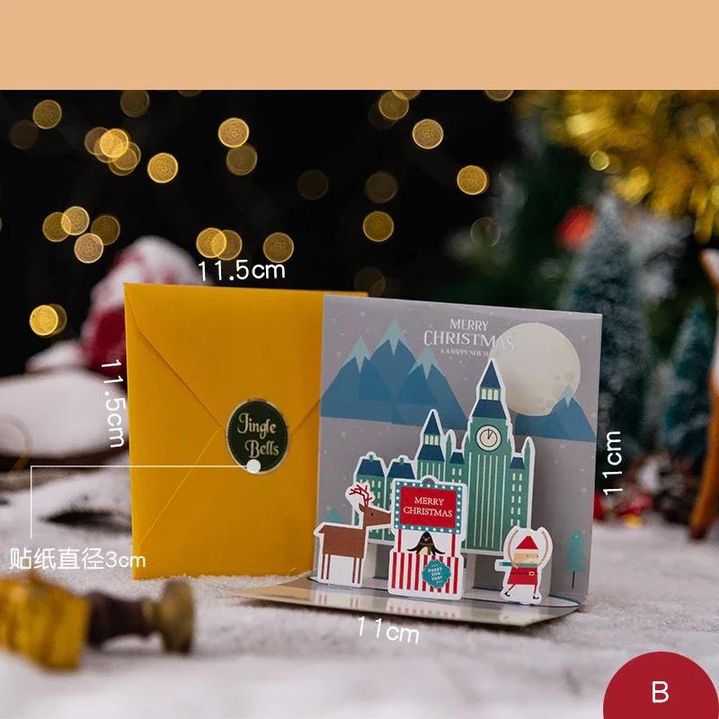 6/1PC 3D Christmas Pop-up Card Santa Snowman Xmas Greeting Cards New Year Decoration Party Invitations Gift Friends Postcard