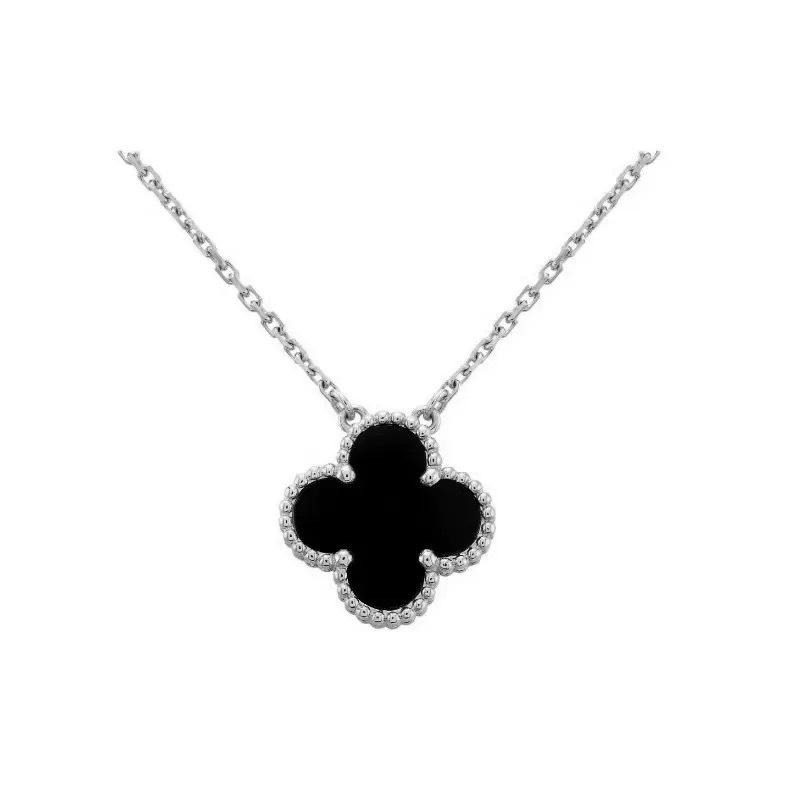 High-quality Four-leaf Clover Necklace 18K Natural Mother-of-pearl Rose Stone Light Luxury Necklace for Girlfriend