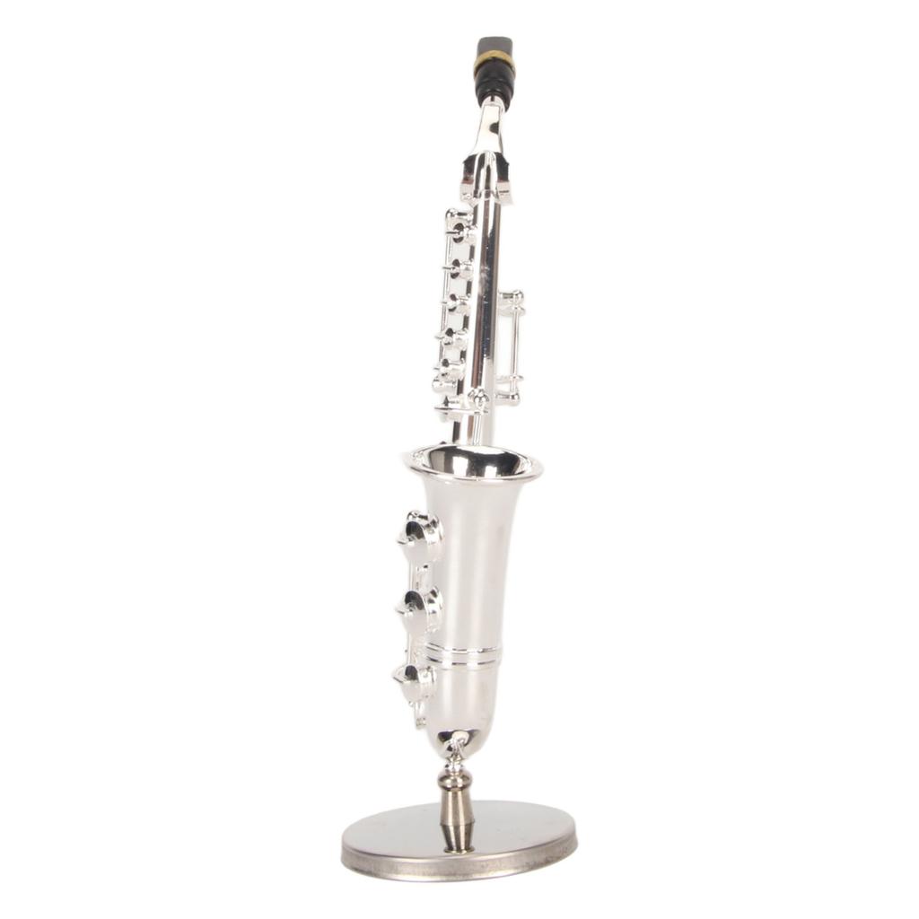 Miniature Saxophone with Stand and Case Mini Musical Instrument Miniature Dollhouse Model for Home Decoration Gift