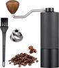 Manual Coffee Grinder Stainless Steel Tapered Burrs - Wooden Handle - Adjustable Internal Settings Dual Bearing Positioning