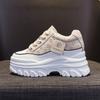 Leather little white shoes women's spring 2025 new Korean version versatile white sports shoes platform inner height increase women's shoes