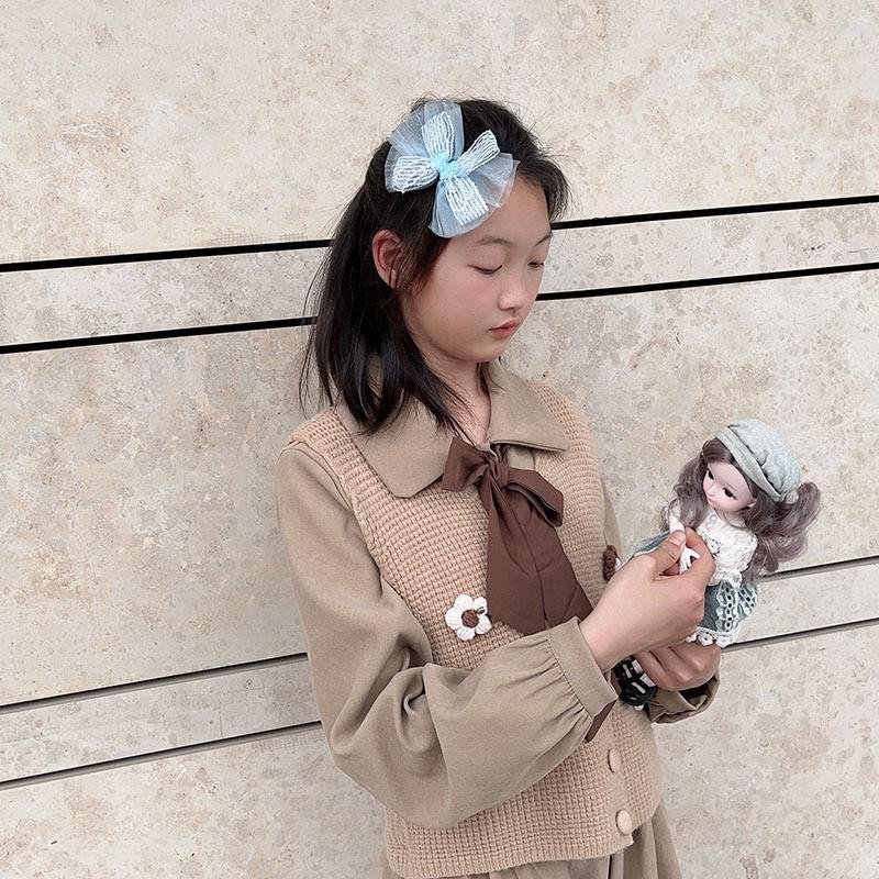 Korean Style Double Layer Chiffon Ribbon Hair Clip for Kids - Cute Princess High Ponytail Hair Accessory